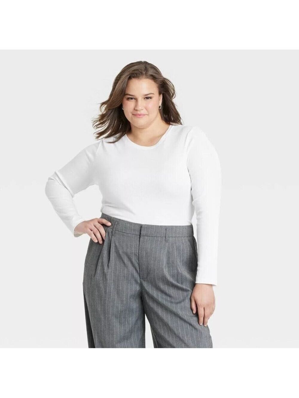 Women's Slim Fit Long Sleeve Ribbed T-Shirt - A New Day™